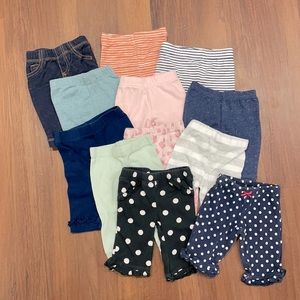 Various sets of newborn pants